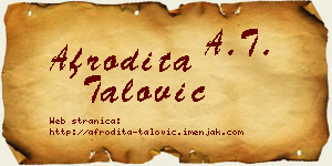 Afrodita Talović vizit kartica